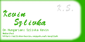 kevin szlivka business card